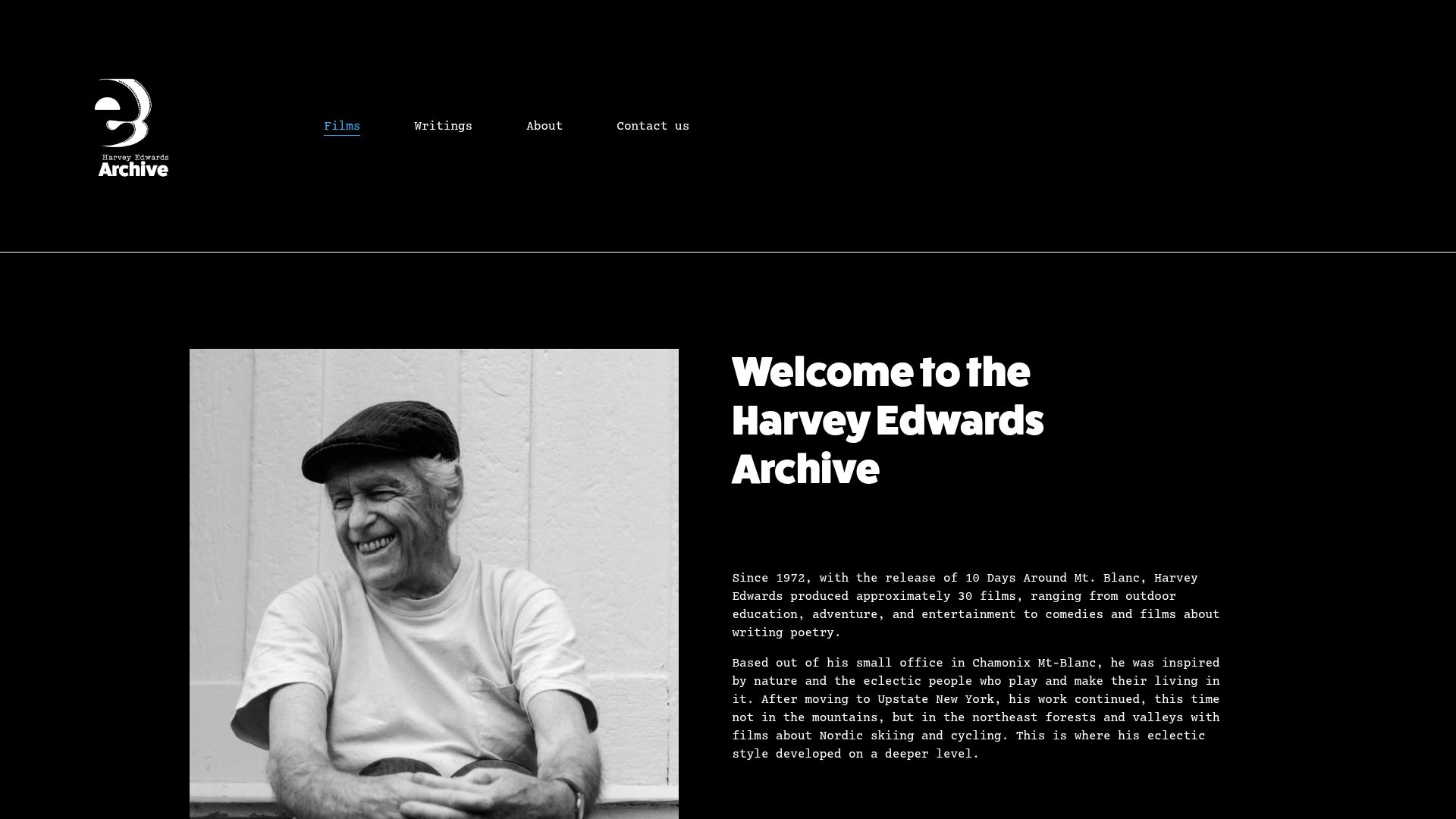 Screenshot of harveyedwards-archive.com: The Harvey Edwards Archive