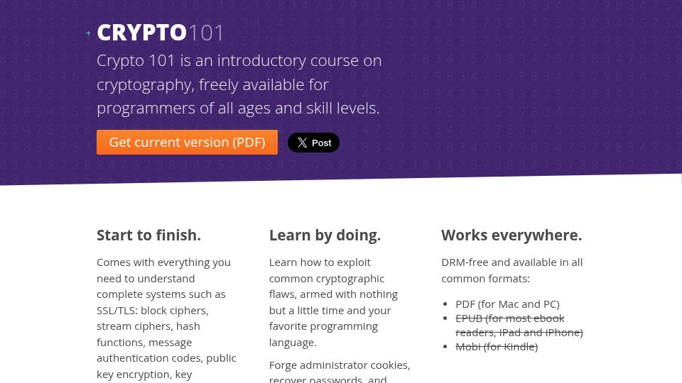 Screenshot of crypto101.io: Crypto 101 – Introductory course on cryptography (2017)