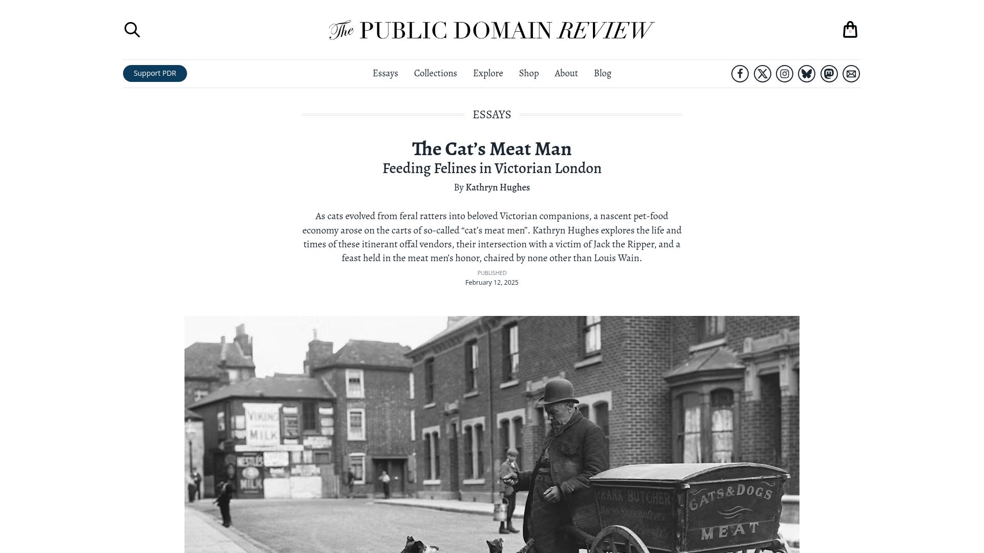 Screenshot of publicdomainreview.org: The Cat's Meat Man: Feeding Felines in Victorian London