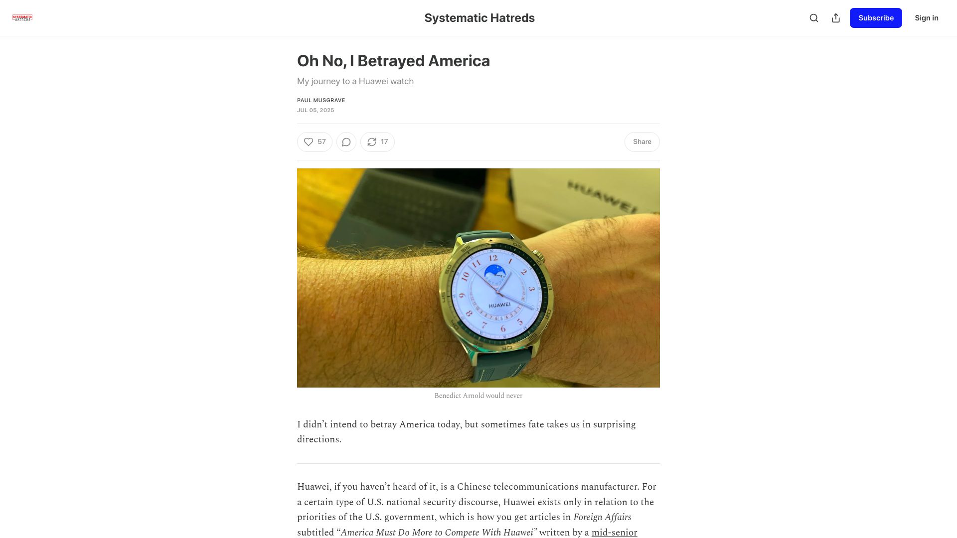 Screenshot of musgrave.substack.com: China is increasingly a home to major brands