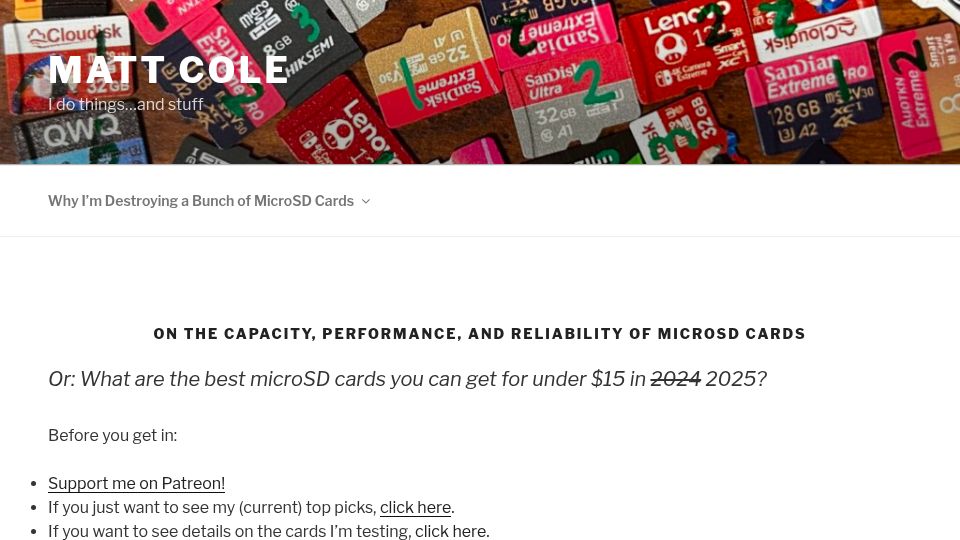 Screenshot of bahjeez.com: The Capacity, Performance, and Reliability of MicroSD Cards