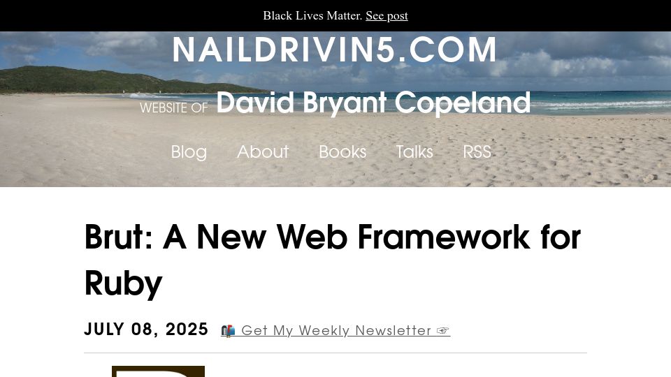 Screenshot of naildrivin5.com: Brut: A New Web Framework for Ruby