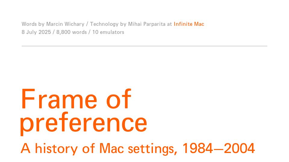 Screenshot of aresluna.org: Frame of preference A history of Mac settings, 1984–2004