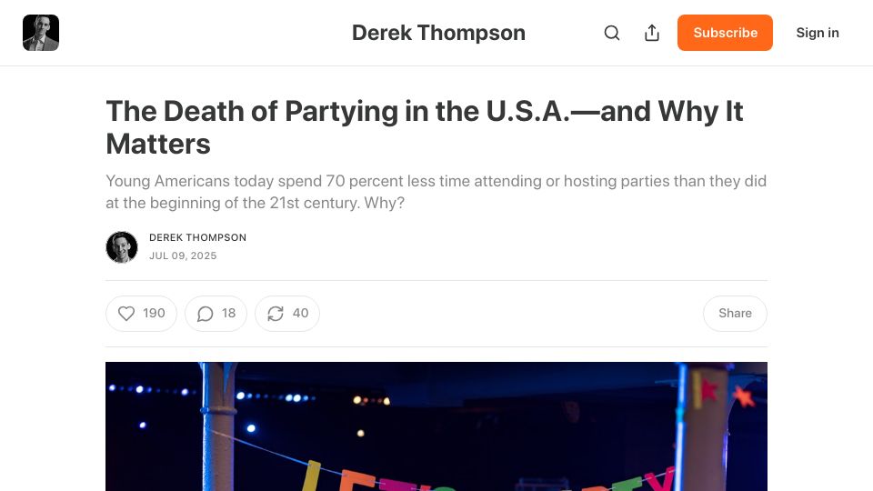 Screenshot of derekthompson.org: The death of partying in the USA
