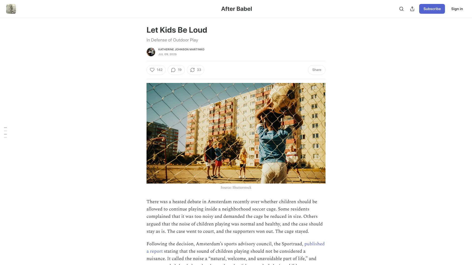 Screenshot of afterbabel.com: Let Kids Be Loud