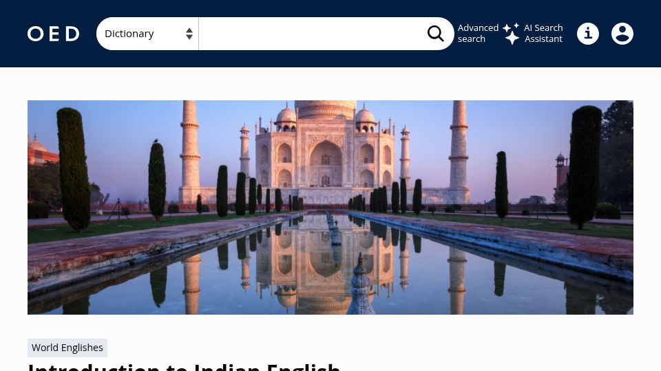 Screenshot of oed.com: Introduction to Indian English