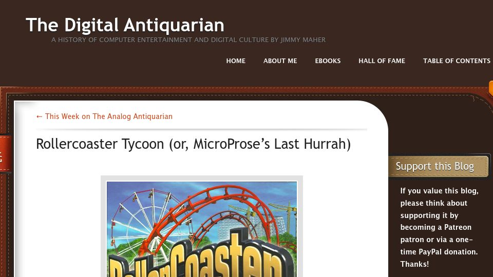 Screenshot of filfre.net: Rollercoaster Tycoon (Or, MicroProse's Last Hurrah)