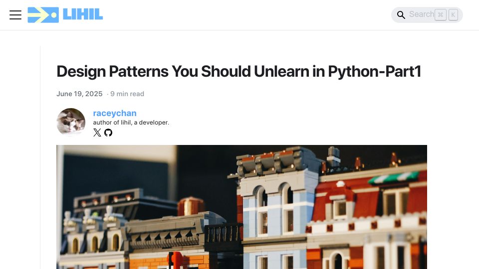 Screenshot of lihil.cc: Design patterns you should unlearn in Python