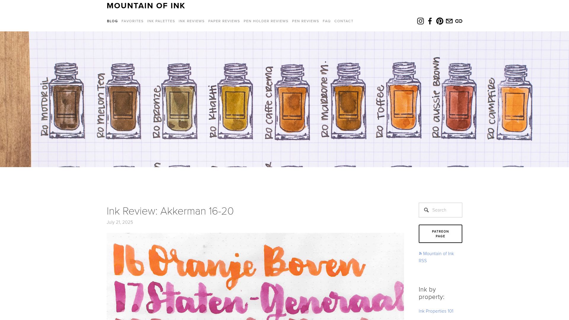 Screenshot of mountainofink.com: Mountain of Ink