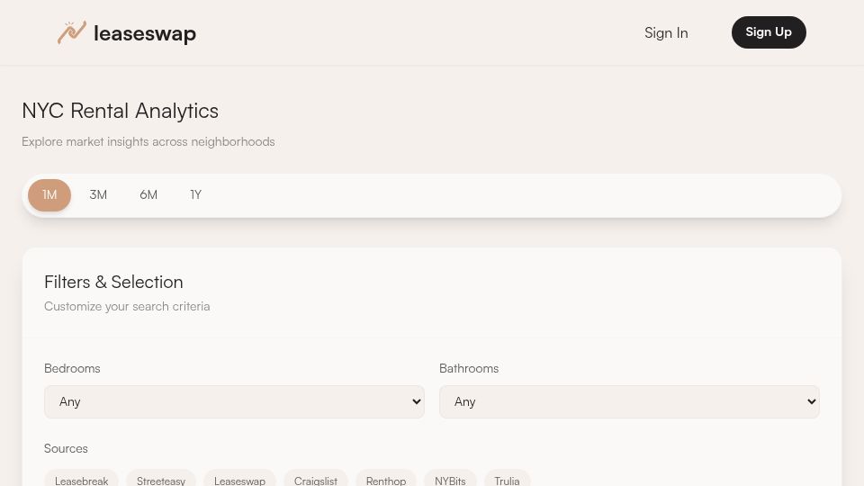 Screenshot of leaseswap.nyc: Show HN: An interactive dashboard to explore NYC rentals data