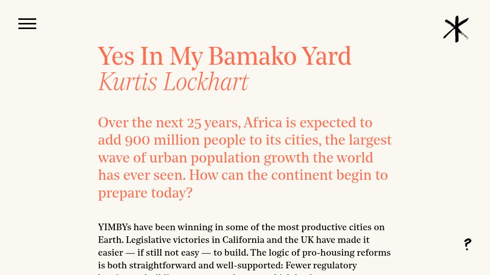 Screenshot of asteriskmag.com: Yes in My Bamako Yard