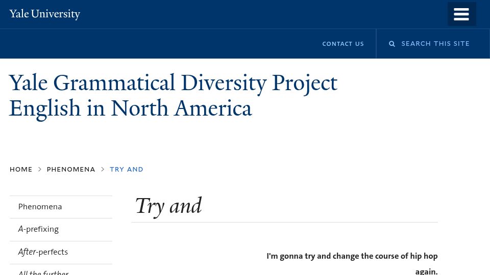 Screenshot of ygdp.yale.edu: Try and