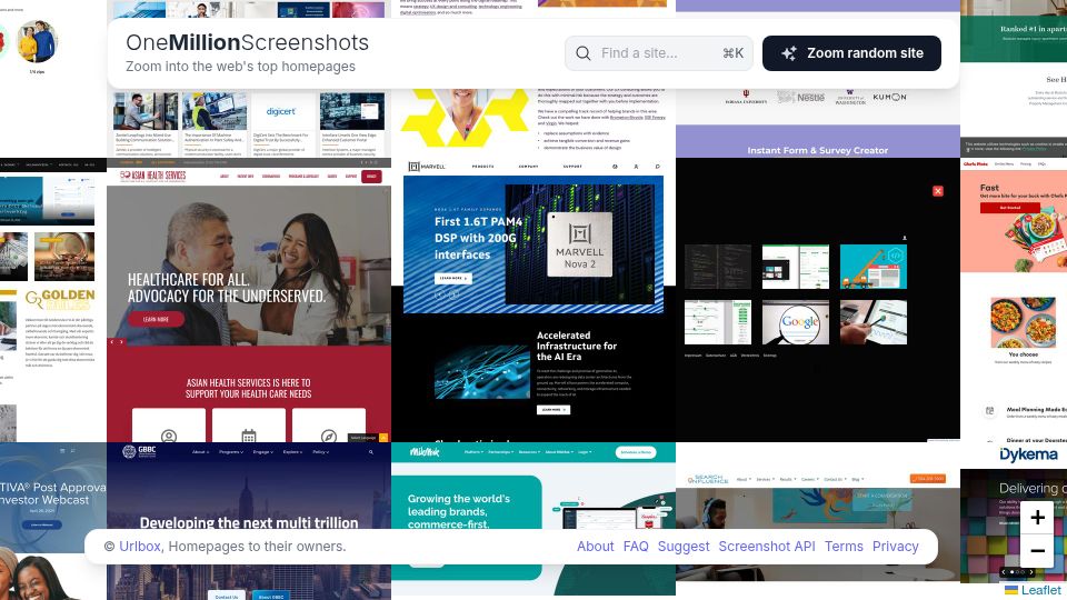 Screenshot of onemillionscreenshots.com: One Million Screenshots