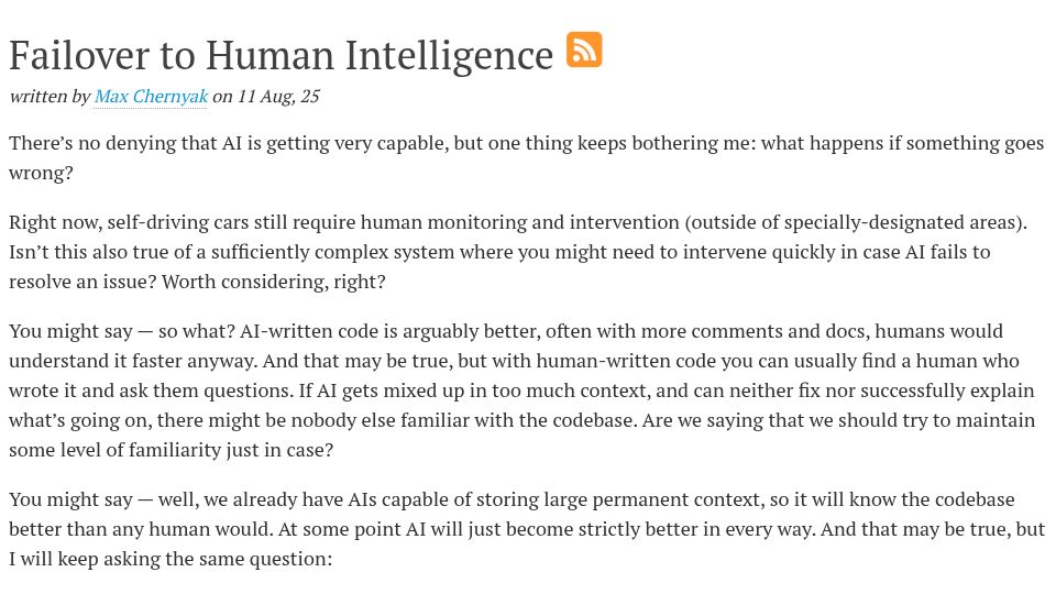 Screenshot of max.engineer: Failover to Human Intelligence