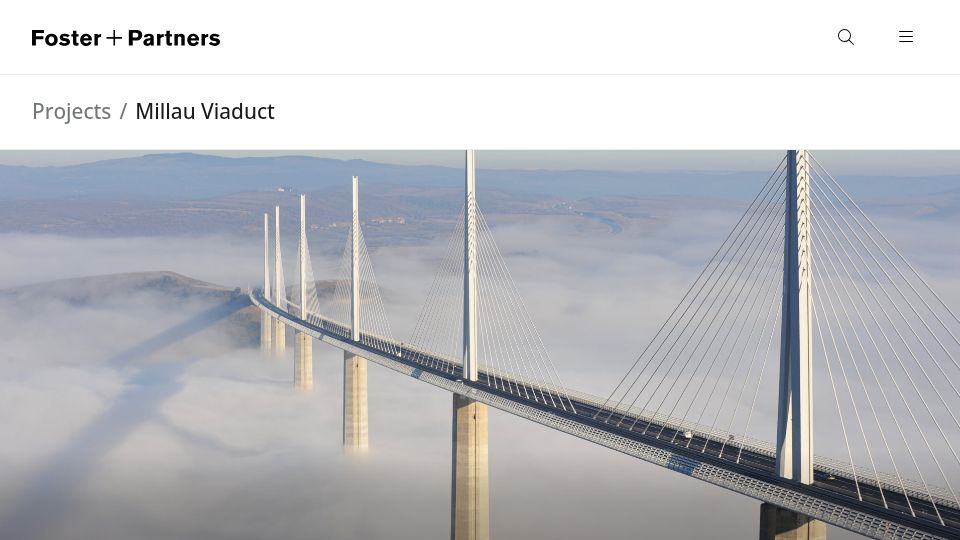 Screenshot of fosterandpartners.com: Millau Viaduct