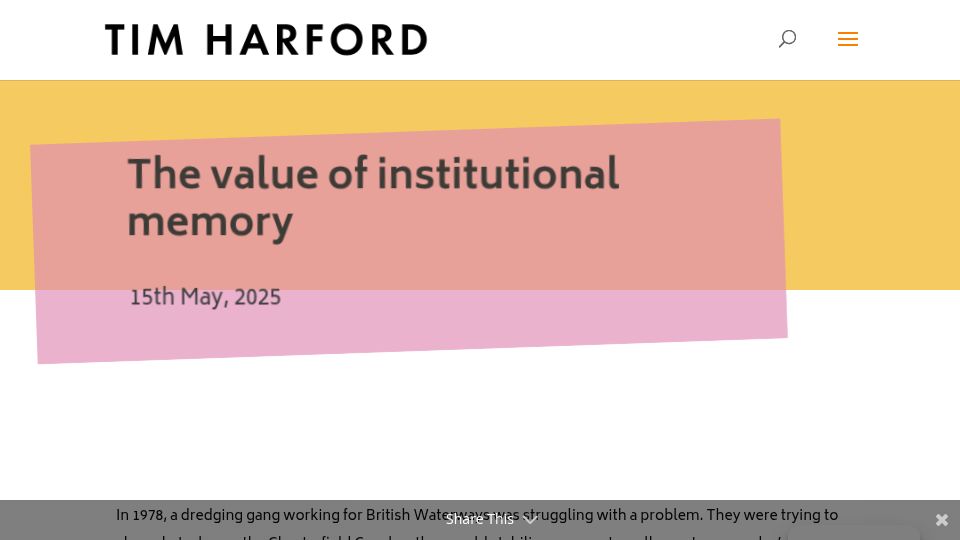 Screenshot of timharford.com: The value of institutional memory