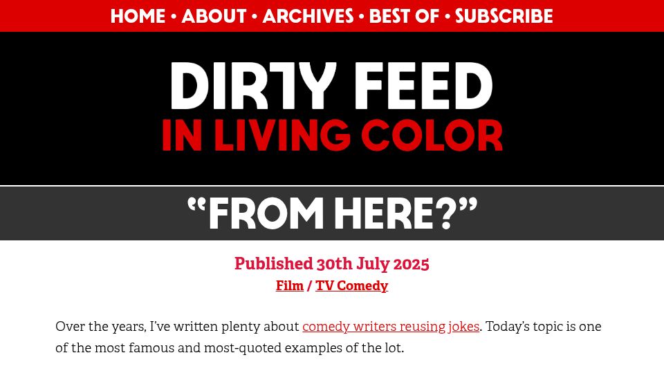 Screenshot of dirtyfeed.org: From Here?