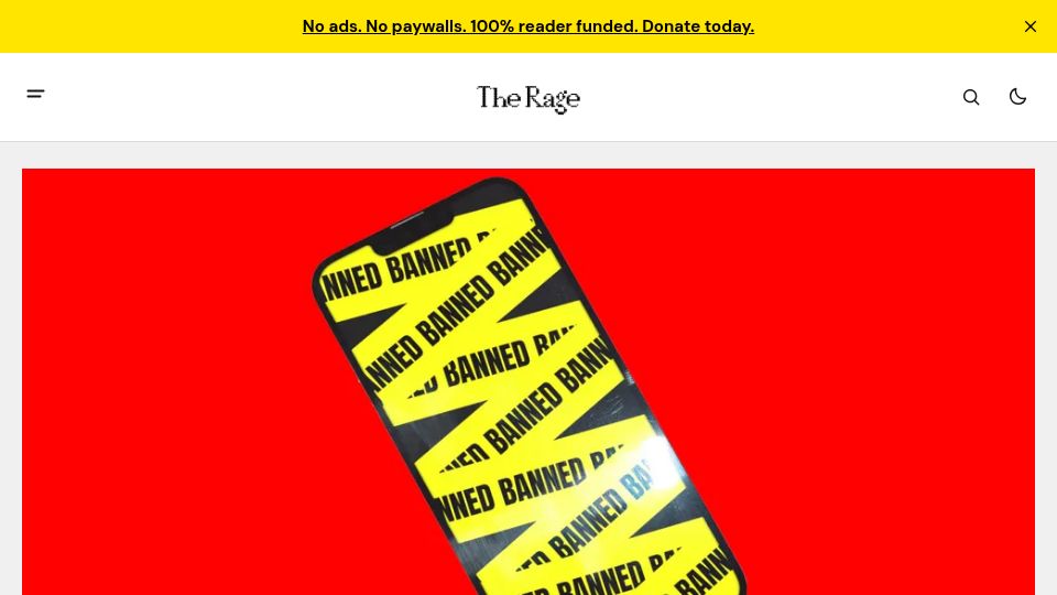 Screenshot of therage.co: Google Play Store bans wallets that don't have banking license