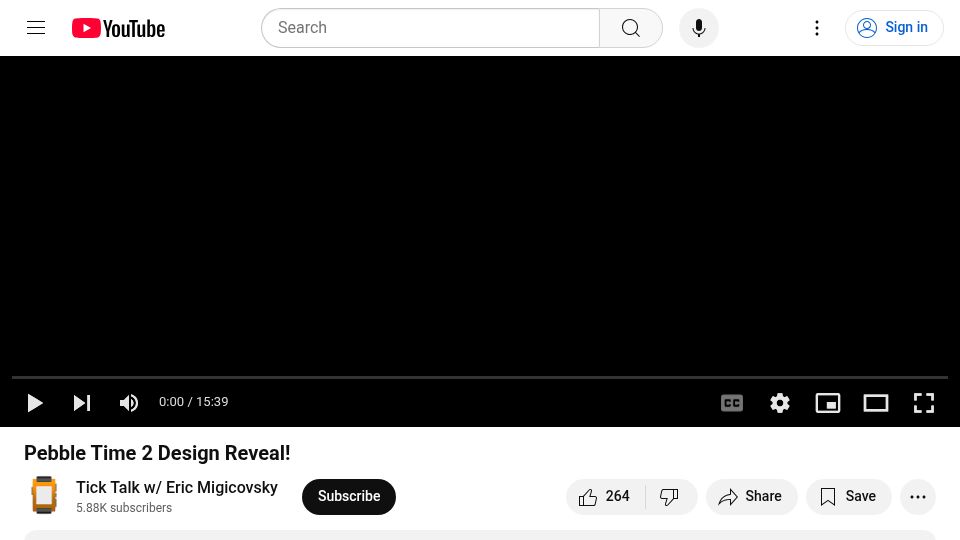 Screenshot of youtube.com: Pebble Time 2 Design Reveal [video]