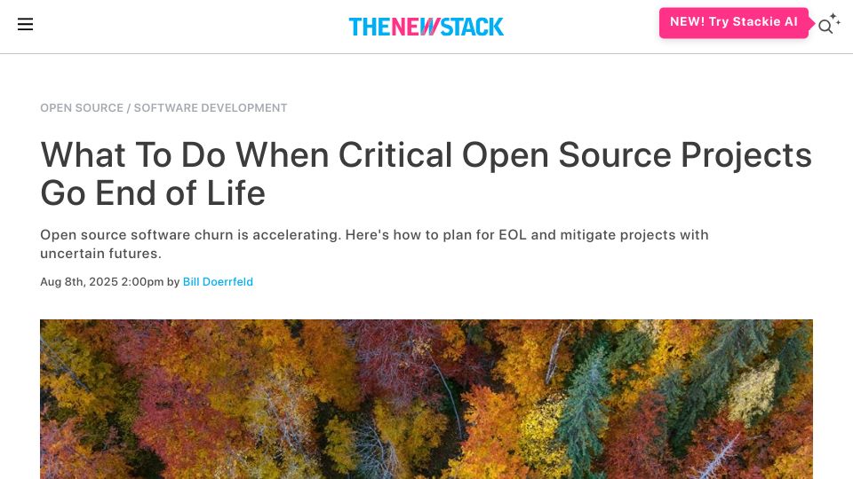 Screenshot of thenewstack.io: What to Do When Critical Open Source Projects Go End of Life