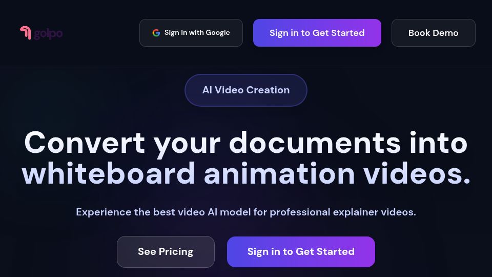 Screenshot of video.golpoai.com: Launch HN: Golpo (YC S25) – AI-generated explainer videos