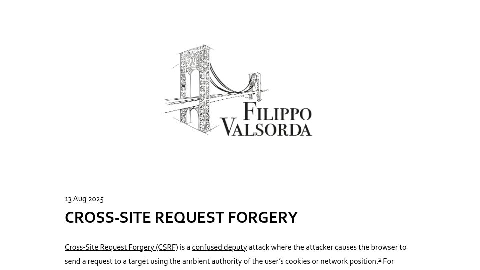 Screenshot of words.filippo.io: Cross-Site Request Forgery