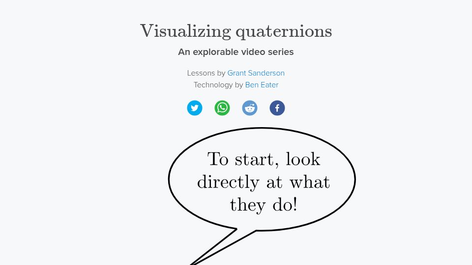 Screenshot of eater.net: Visualizing quaternions: An explorable video series (2018)