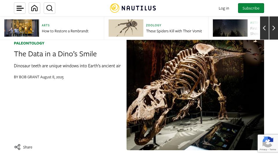 Screenshot of nautil.us: The Data in a Dino's Smile