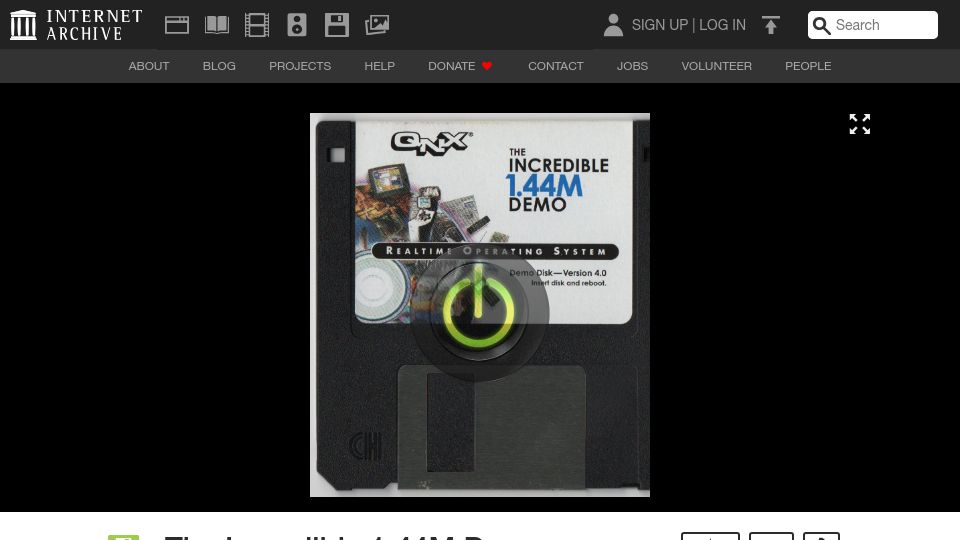 Screenshot of archive.org: QNX: The Incredible 1.44M Demo