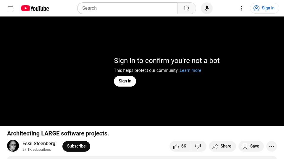 Screenshot of youtube.com: Architecting large software projects [video]