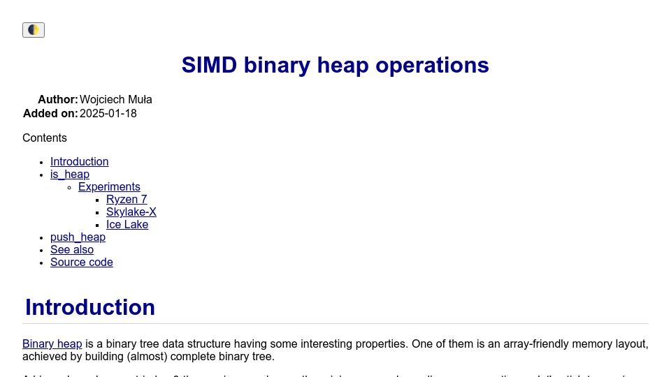 Screenshot of 0x80.pl: SIMD Binary Heap Operations