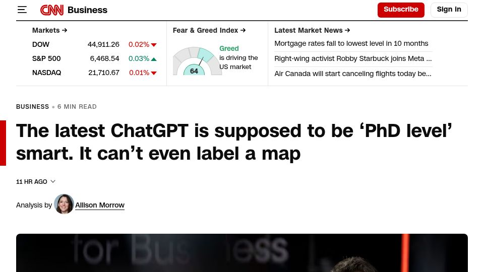 Screenshot of cnn.com: Sam Altman is in damage-control mode after latest ChatGPT release