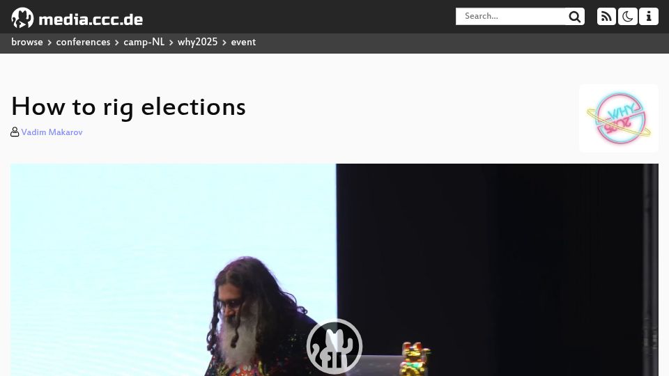 Screenshot of media.ccc.de: How to rig elections [video]