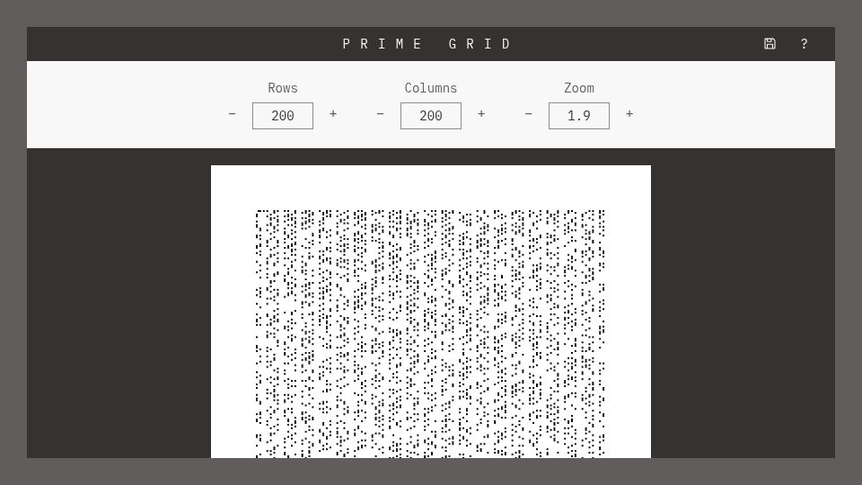 Screenshot of enda.sh: Show HN: Prime Number Grid Visualizer