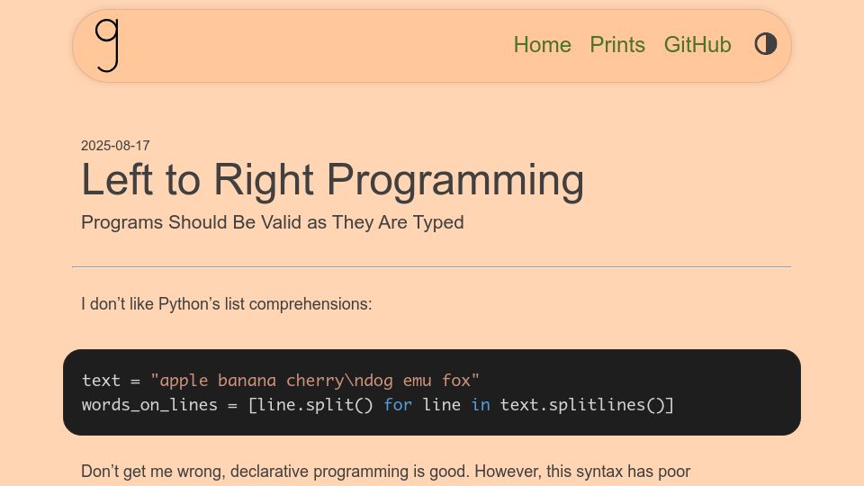 Screenshot of graic.net: Left to Right Programming