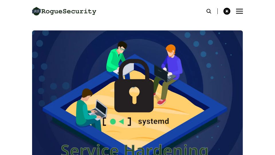 Screenshot of roguesecurity.dev: SystemD Service Hardening