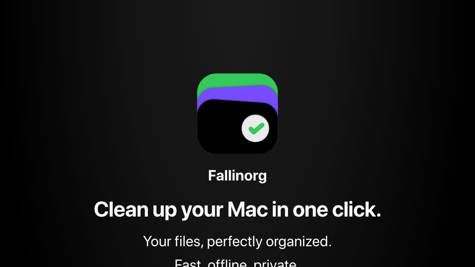 Screenshot of fallinorg.com: Show HN: Fallinorg - Offline Mac app that organizes files by meaning