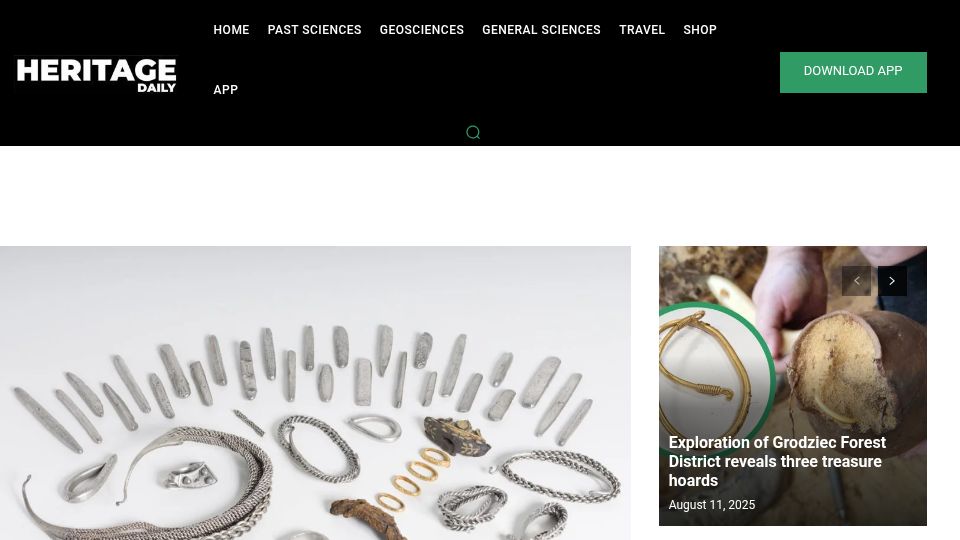 Screenshot of heritagedaily.com: Viking-Age hoard reveals trade between England and the Islamic World