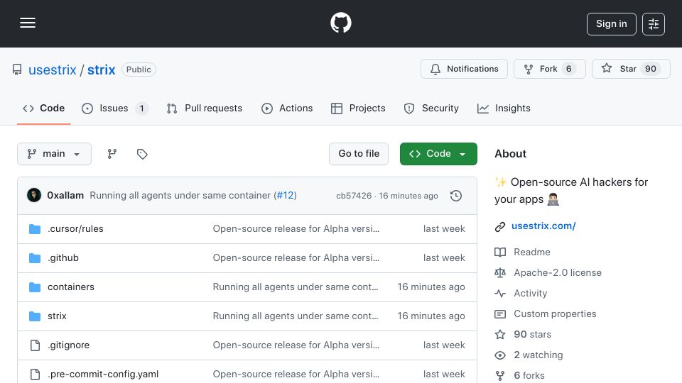 Screenshot of github.com: Show HN: Xbow raised $117M to build AI hackers, I open-sourced it for free