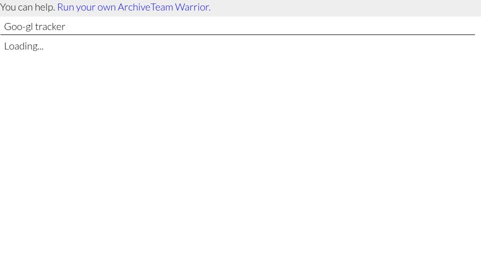 Screenshot of tracker.archiveteam.org: ArchiveTeam has finished archiving all goo.gl short links