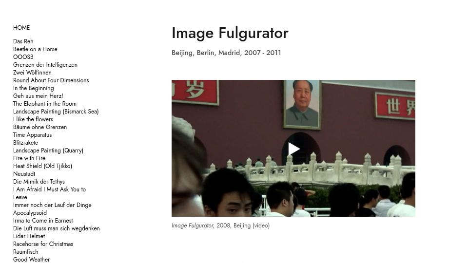 Screenshot of juliusvonbismarck.com: Image Fulgurator (2011)