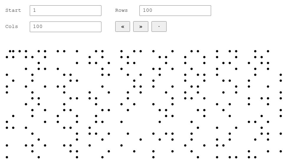 Screenshot of susam.net: Prime Number Grid