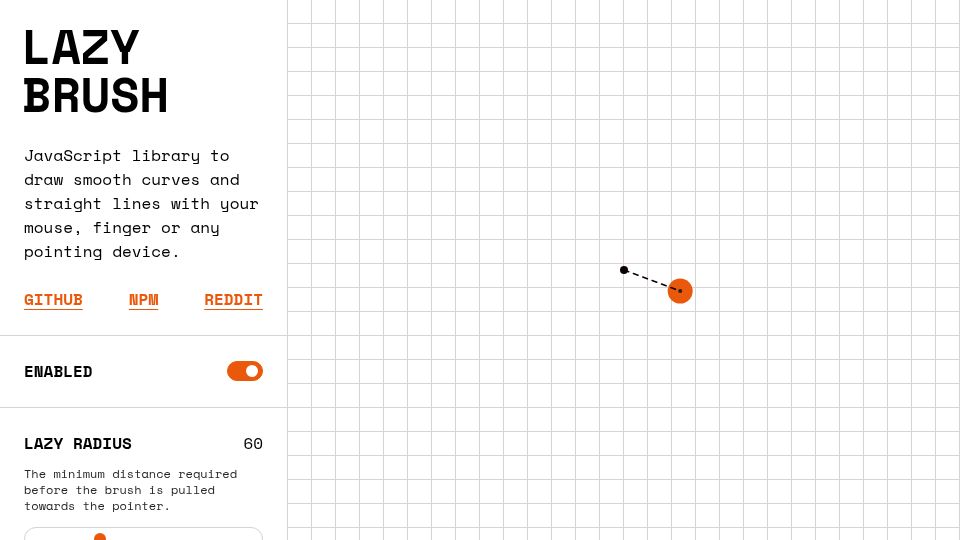 Screenshot of lazybrush.dulnan.net: Lazy-brush – smooth drawing with mouse or finger