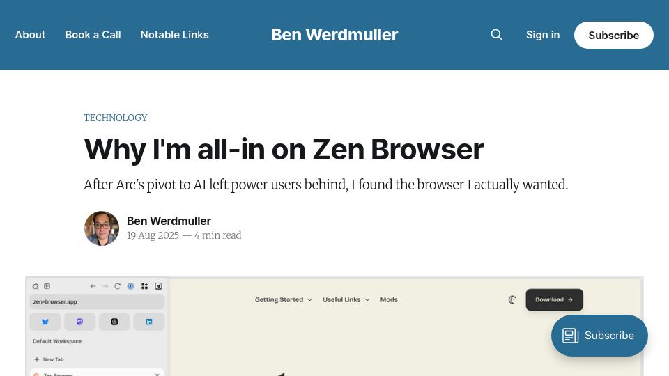 Screenshot of werd.io: Why I'm all-in on Zen Browser