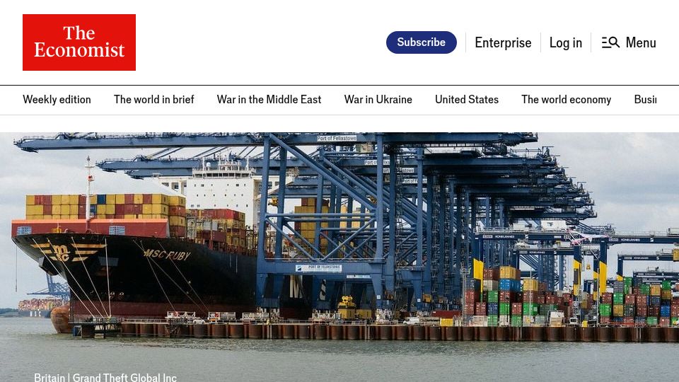 Screenshot of economist.com: The new geography of stolen goods
