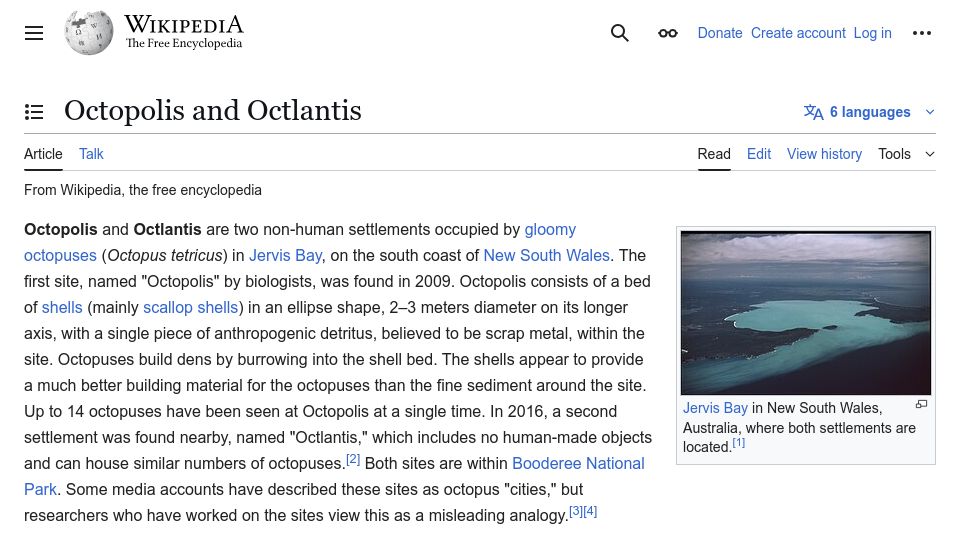 Screenshot of en.wikipedia.org: Octopolis and Octlantis