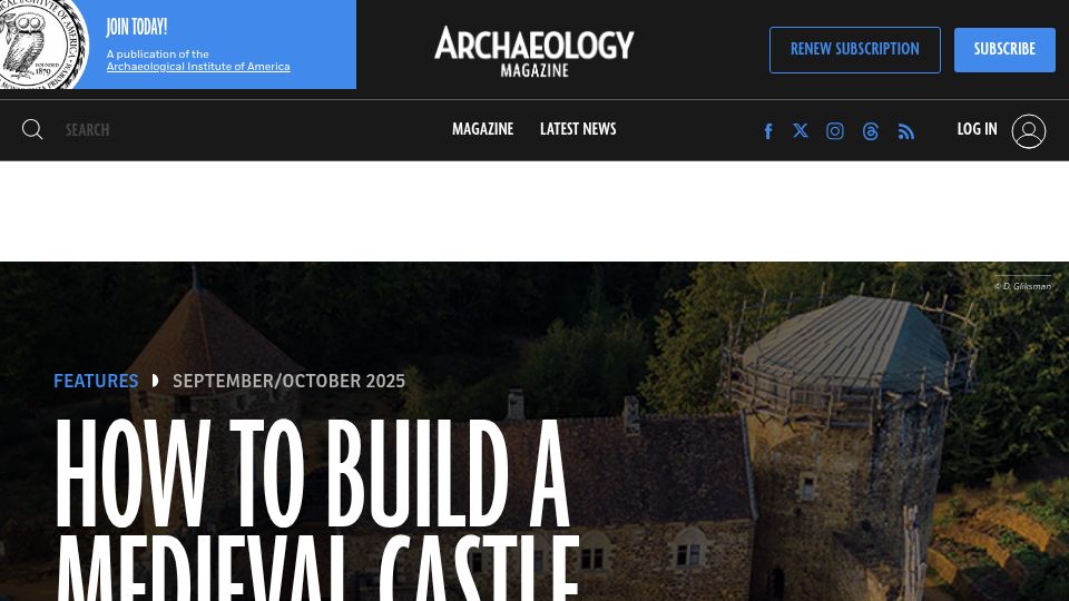 Screenshot of archaeology.org: How to Build a Medieval Castle