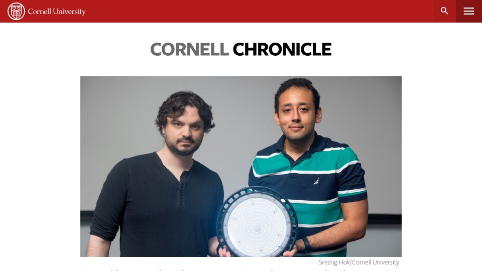 Screenshot of news.cornell.edu: Hiding secret codes in light protects against fake videos