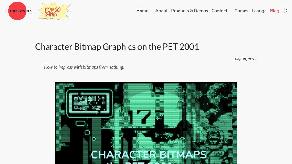 Screenshot of masswerk.at: Character Bitmap Graphics on the Pet 2001