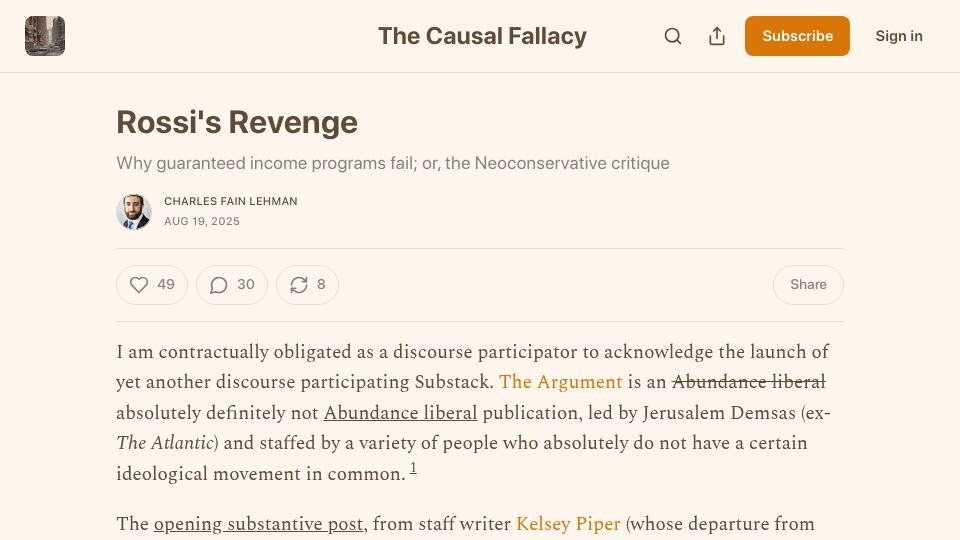 Screenshot of thecausalfallacy.com: Rossi's Revenge